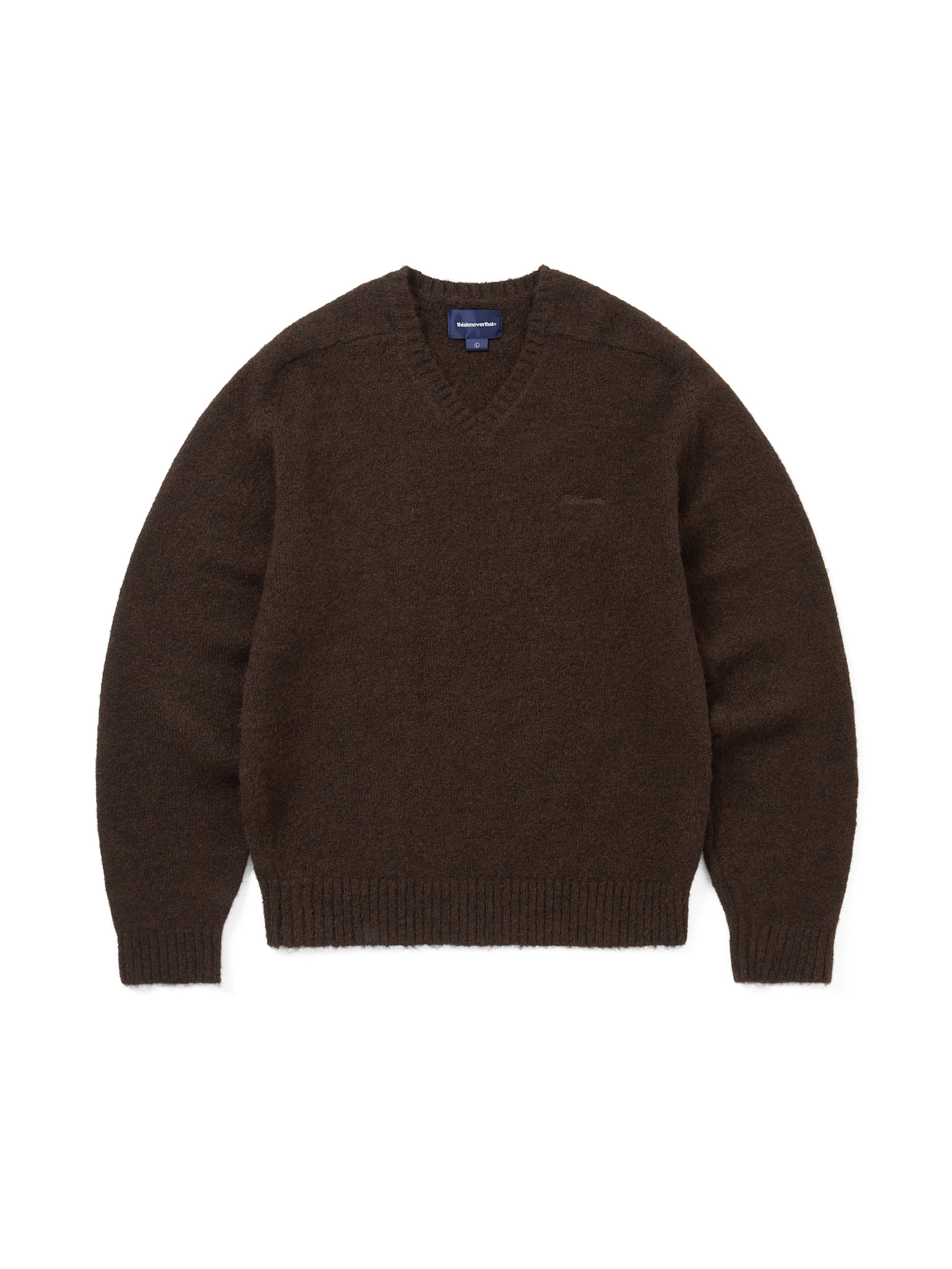 Brushed V Neck Knit Sweater