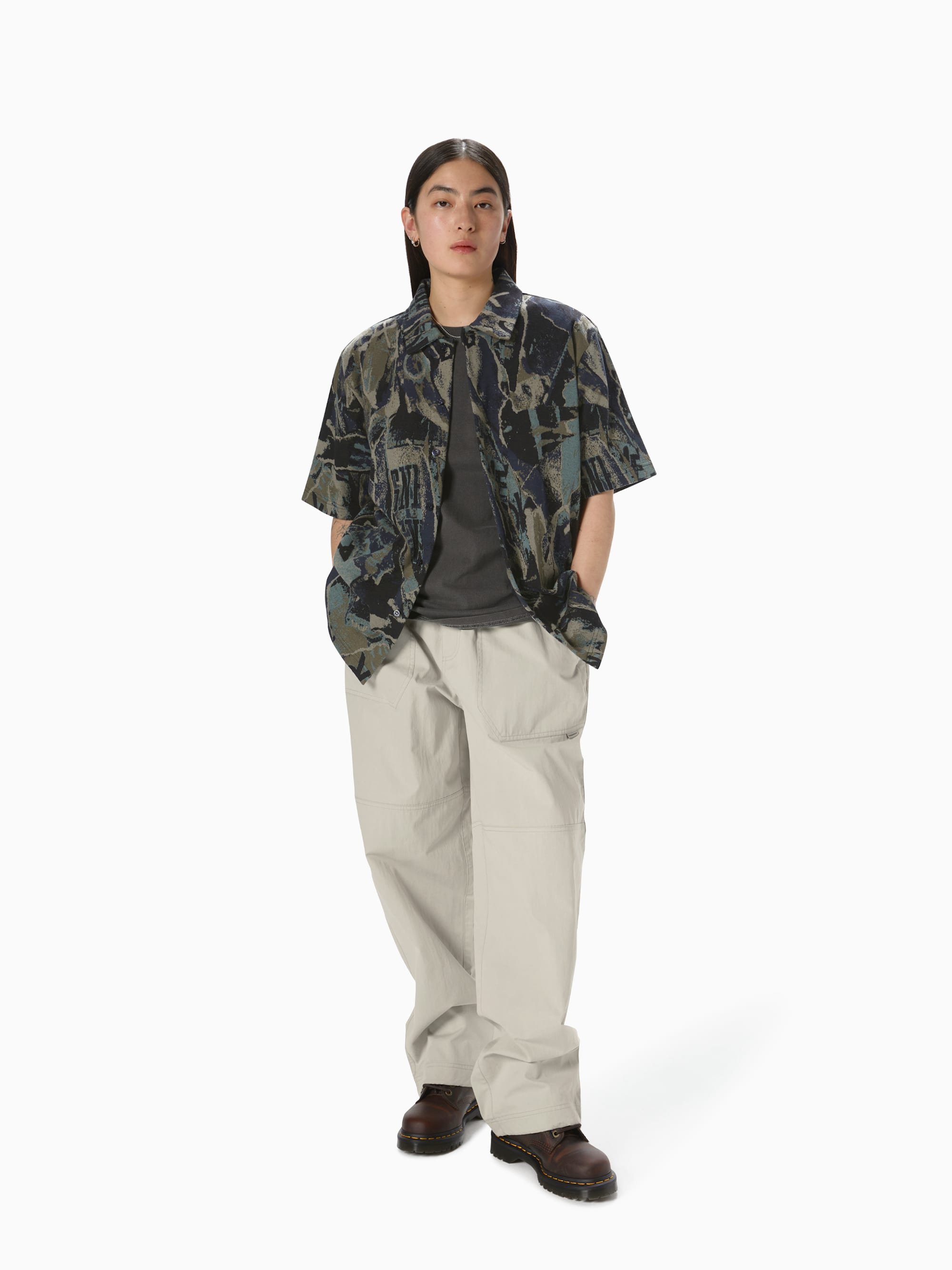Jacquard Pattern Button Up Top