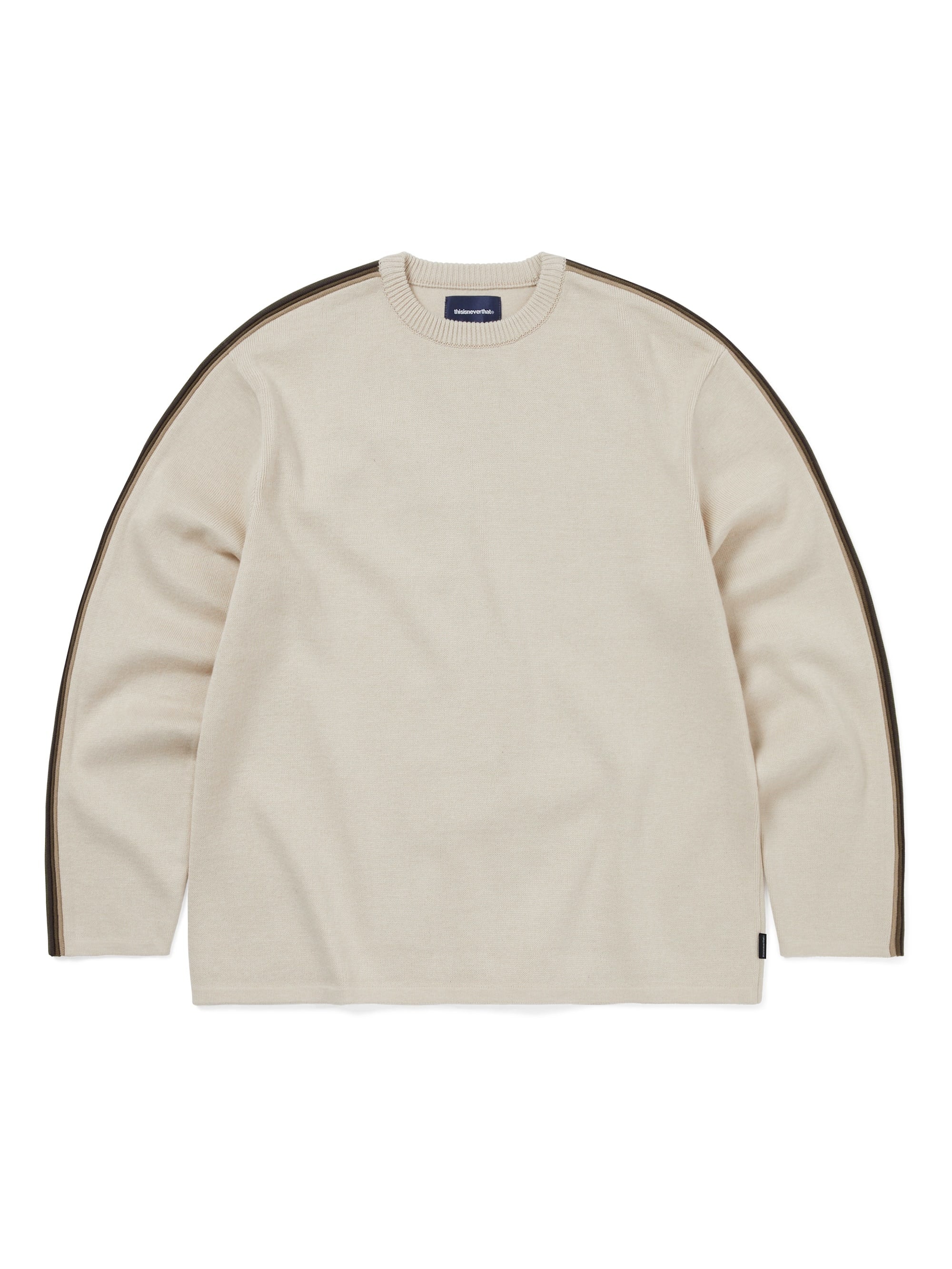 Striped Sleeve Knit Crew