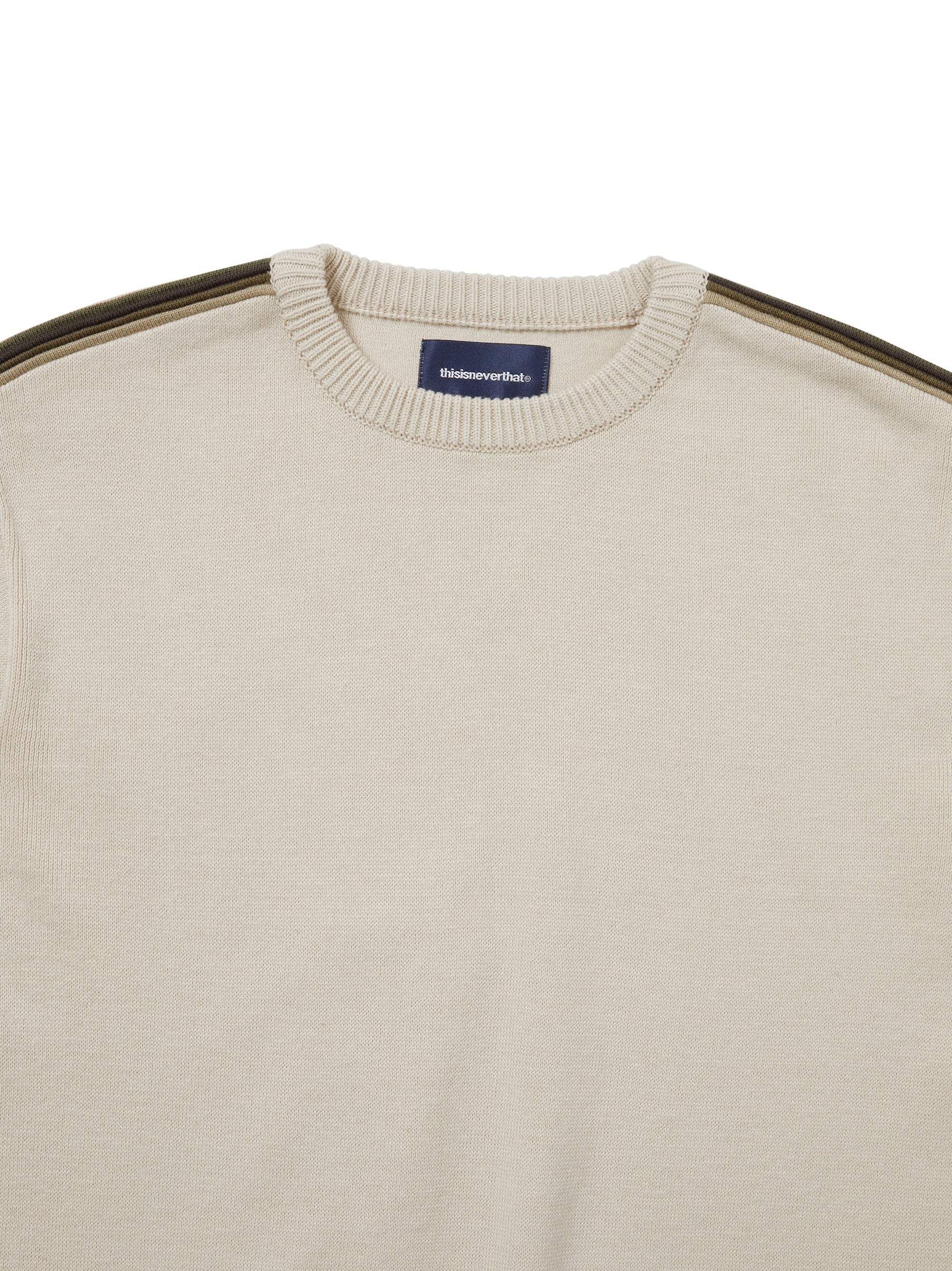 Striped Sleeve Knit Crew