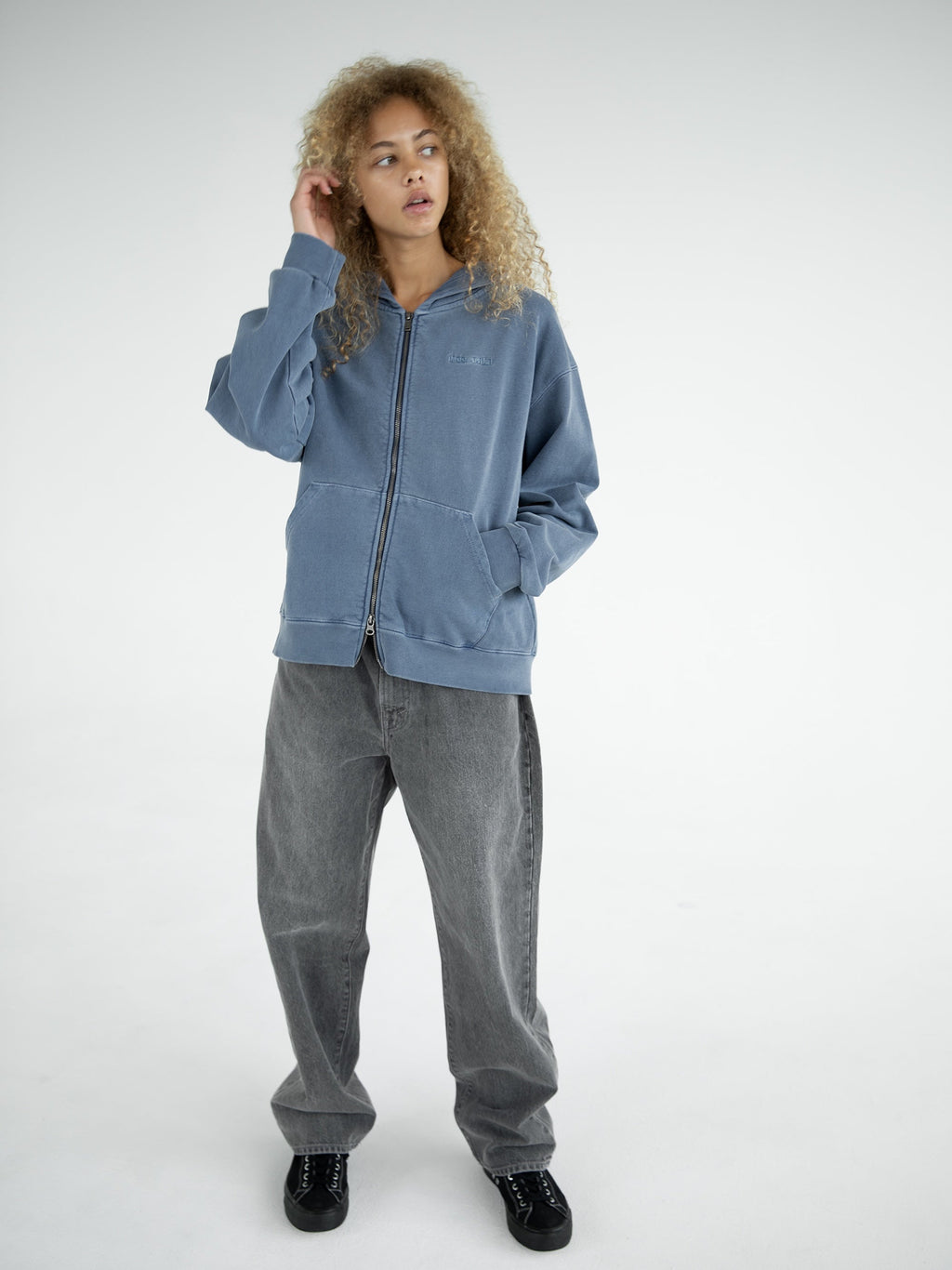 Waffle Lined Zip Up Hoodie